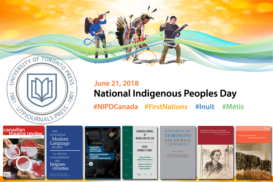 June 21, 2018 National Indigenous Peoples Day UTP Logo and journal covers, #NIPDCanada #FirstNations #Inuit #Metis